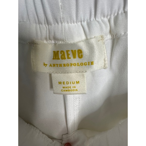 Maeve Anthropologie Ivory Balloon Pants Drawstring Waist Wide Leg Medium - Picture 2 of 12